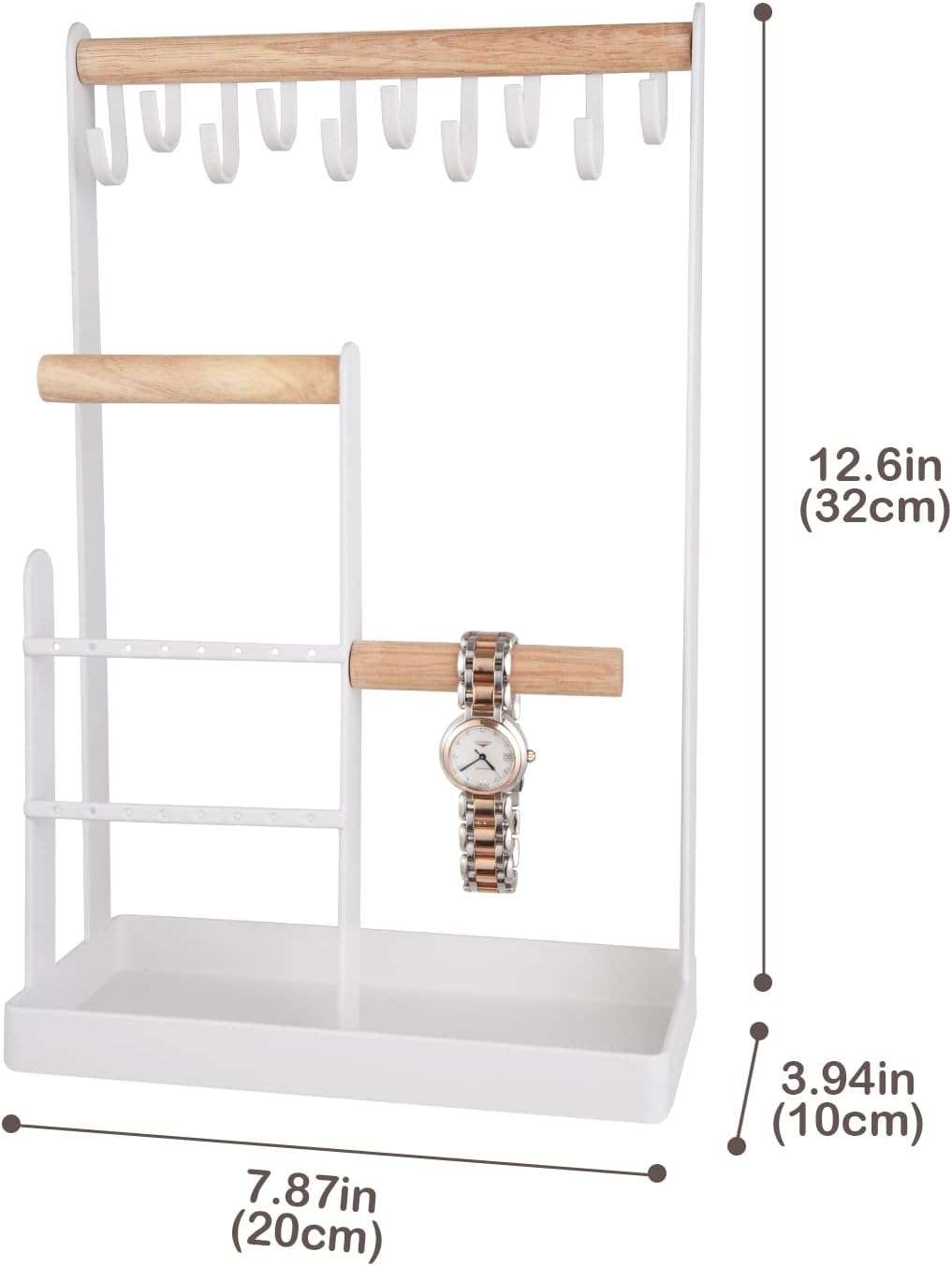 ProCase Jewelry Organizer Jewelry Stand Jewelry Holder Organizer, 4-Tier Necklace Organizer with Ring Tray, Small Cute Aesthetic Jewelry Tower Storage Rack Tree - 6