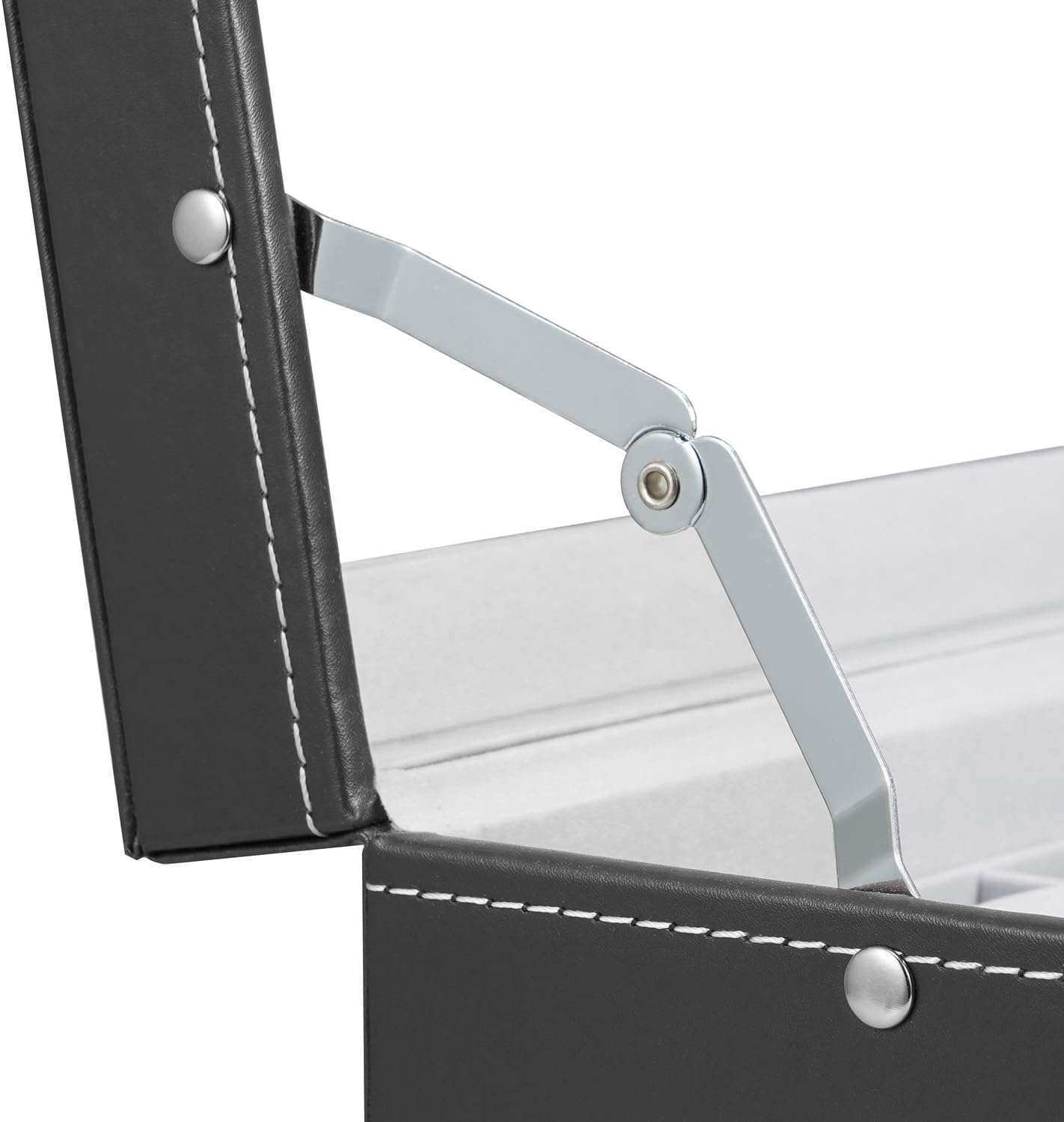 Hossejoy Leather Watch Box 12 Mens Watch Organizer with Jewelry Display Drawer Lockable Watch Case Organizer, Black - 9