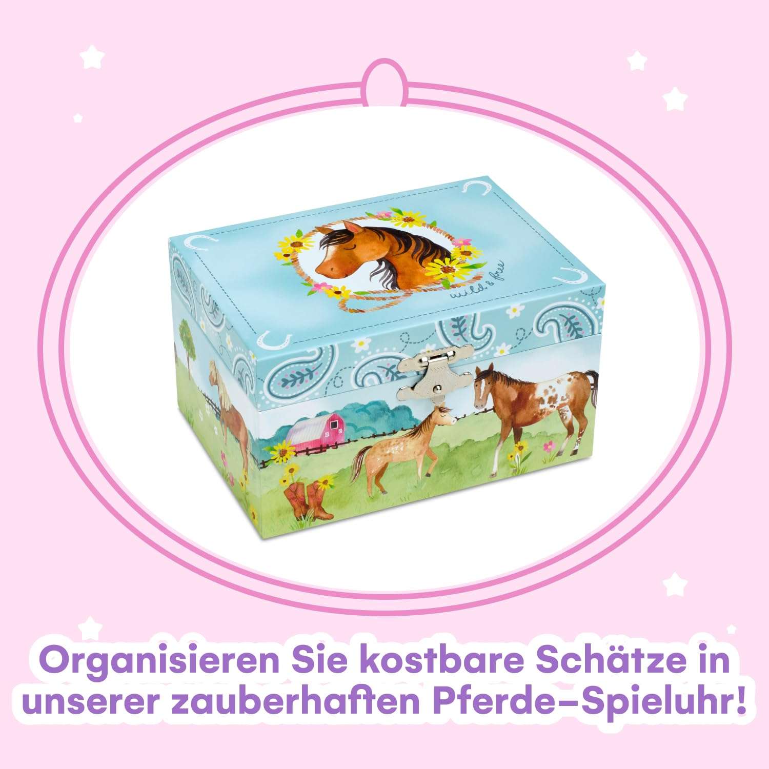 Jewelkeeper Girls Jewelry Box for Girls - Barn Design Musical Jewelry Box with Spinning Horse Doll - Pony Stuff for Girls, Horse Gift for Kids, Equestrian Keepsake - 2