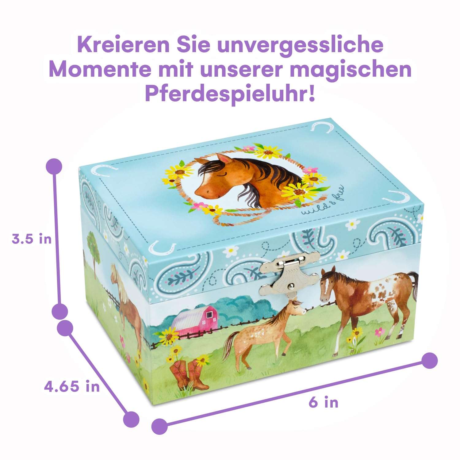 Jewelkeeper Girls Jewelry Box for Girls - Barn Design Musical Jewelry Box with Spinning Horse Doll - Pony Stuff for Girls, Horse Gift for Kids, Equestrian Keepsake - 3