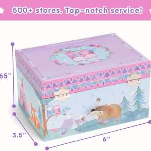 Jewelkeeper Girl's Musical Jewelry Storage Box with Spinning Owls, Woodland Design, Twinkle Twinkle Little Star Tune - 3