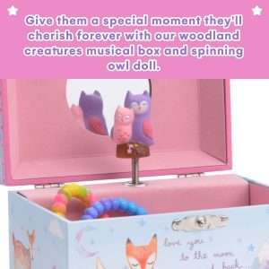 Jewelkeeper Girl's Musical Jewelry Storage Box with Spinning Owls, Woodland Design, Twinkle Twinkle Little Star Tune - 4