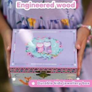 Jewelkeeper Girl's Musical Jewelry Storage Box with Spinning Owls, Woodland Design, Twinkle Twinkle Little Star Tune - 5