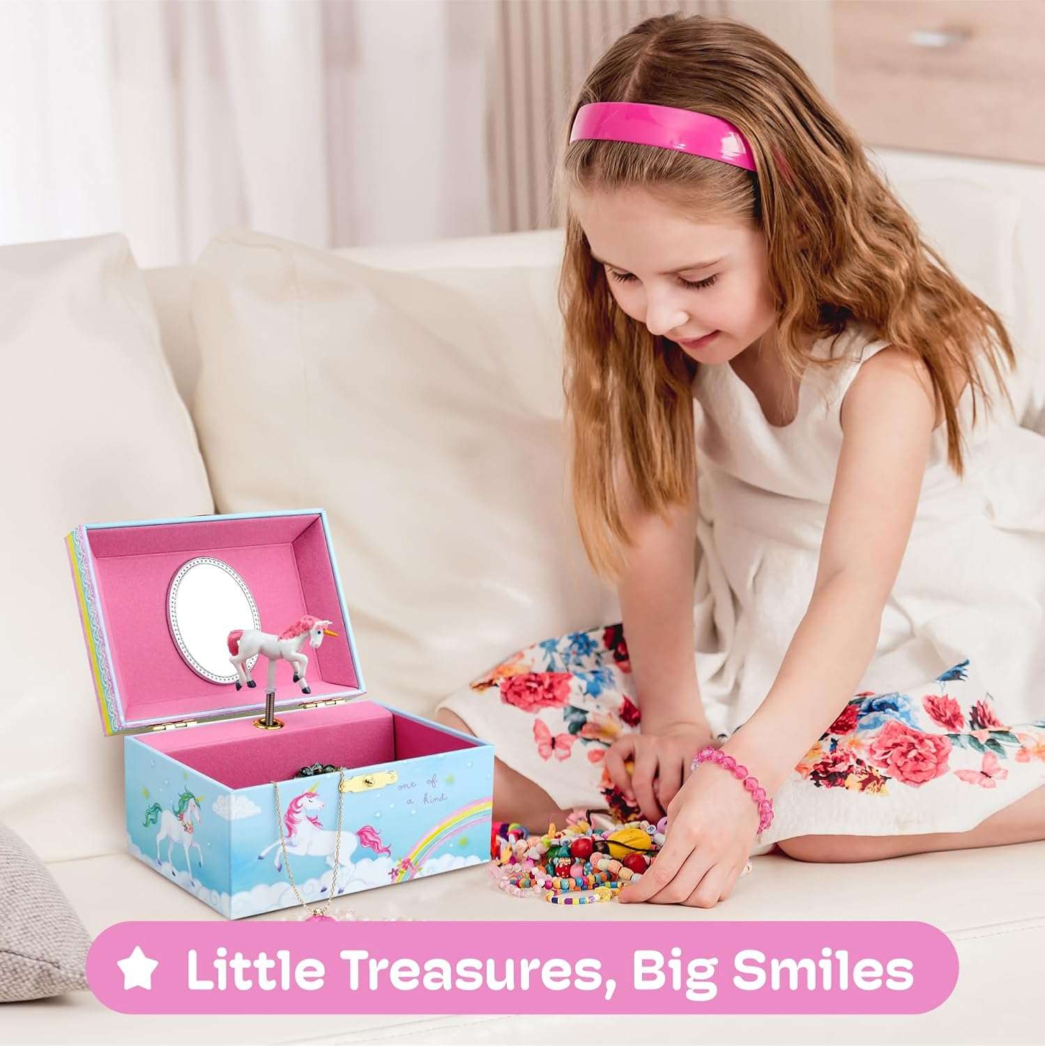 Jewelkeeper Girls Musical Jewelry Storage Box with Spinning Unicorn - Rainbow Design, The Beautiful Dreamer Tune - Enchanting Unicorn Musical Box - Ideal Gift for 5 Year Old Girls - 2