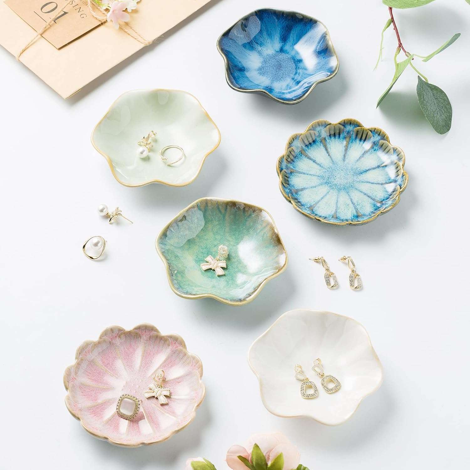 Jewelry Dish Tray, Ring Dish, Ceramic Trinket Tray, Key Bowl, Decorative Plate, for Friends Sisters Daughter Mother - 2