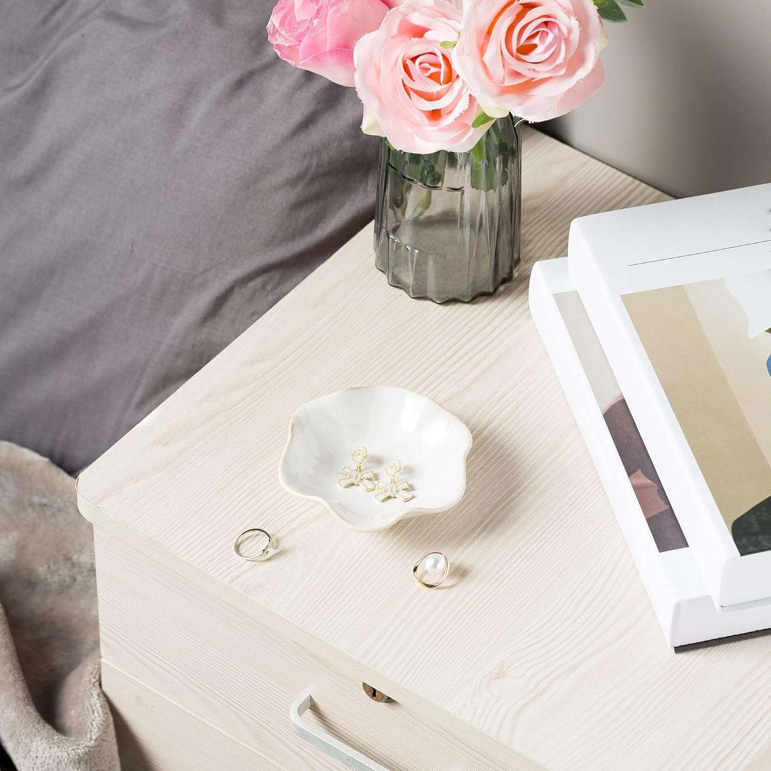 Jewelry Dish Tray, Ring Dish, Ceramic Trinket Tray, Key Bowl, Decorative Plate, for Friends Sisters Daughter Mother - 3