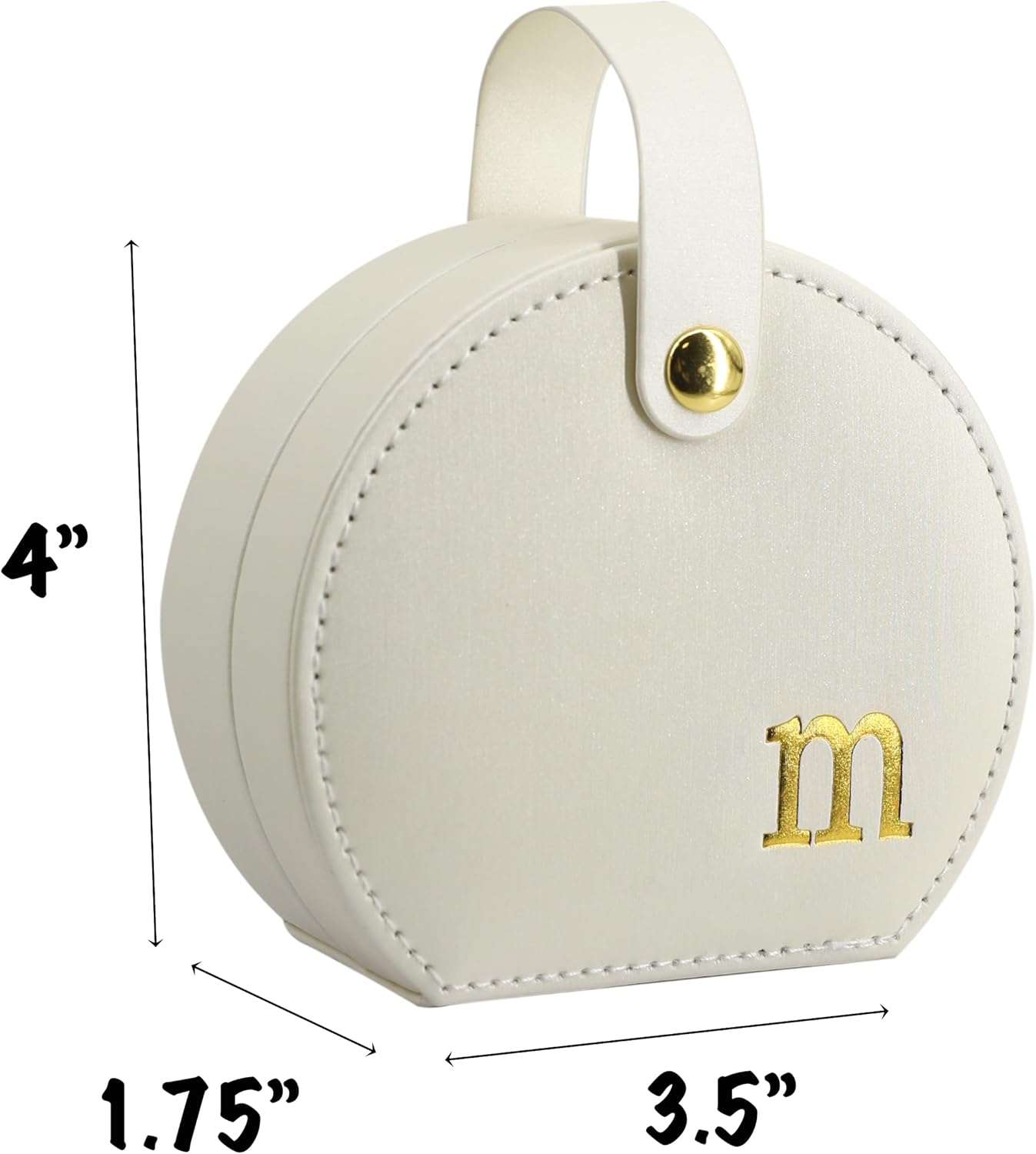 COLLECTIVE HOME - Travel Jewelry Case, Elegant Half-Moon Design with Gold Monogram, Detachable Handle, Personalized Accessory Organizer, Gift for Fashion-Forward Women and Teens (m) - 3