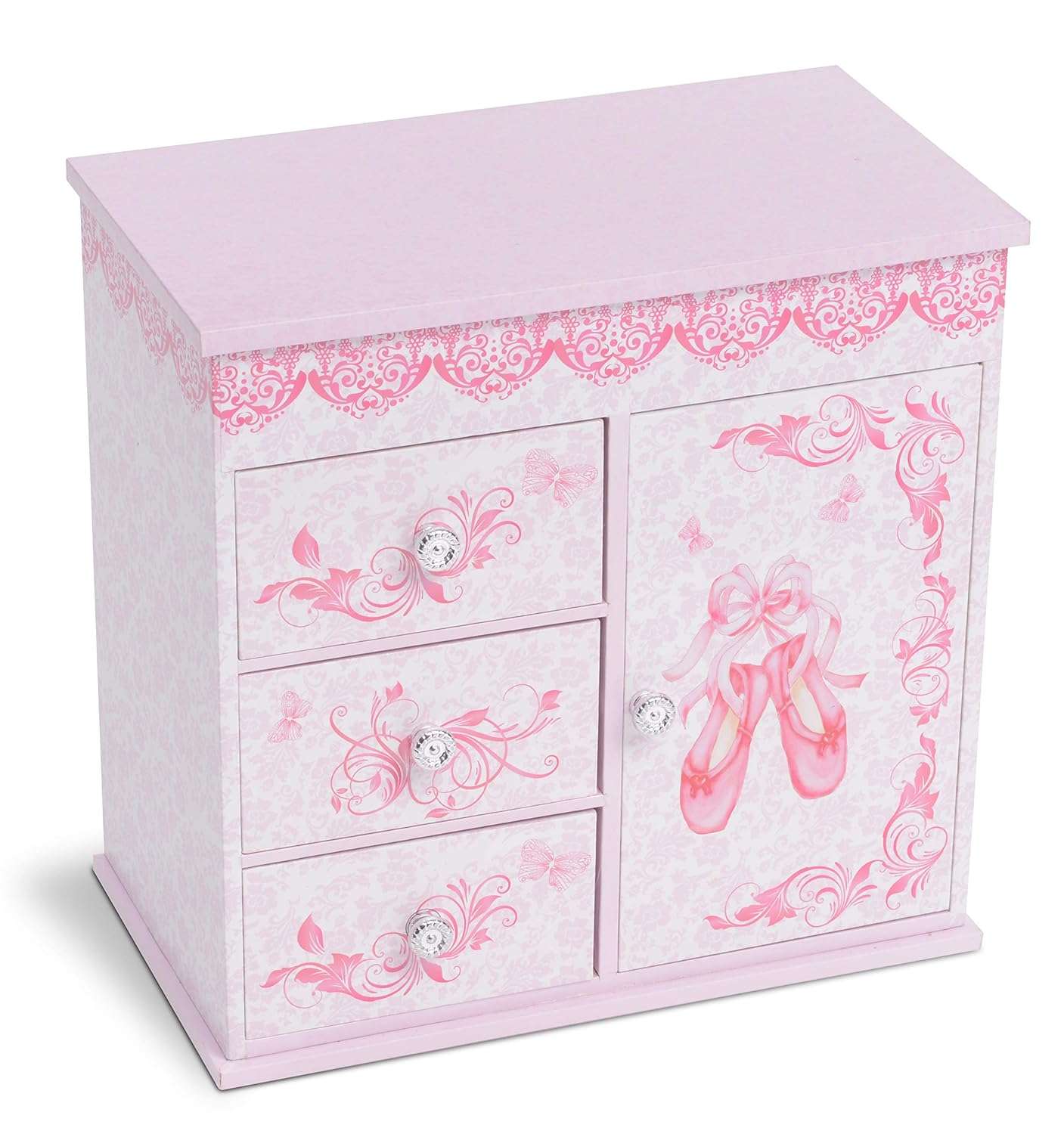 Jewelkeeper - Ballerina Jewelry Box for Girls with 3 Pullout Drawers - Ballerina Music Box with Swan Lake Tune - Ballet Slipper Design - Jewelry Storage Organizer for Necklaces and Bracelets - Image 5