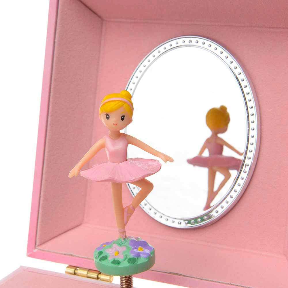 Jewelkeeper - Kids Jewelry Boxes For Girls - Musical Jewelry Storage Box - Girls Wooden Treasure Keepers - Rainbow and Gold Foil Design - Swan Lake Tune - 4