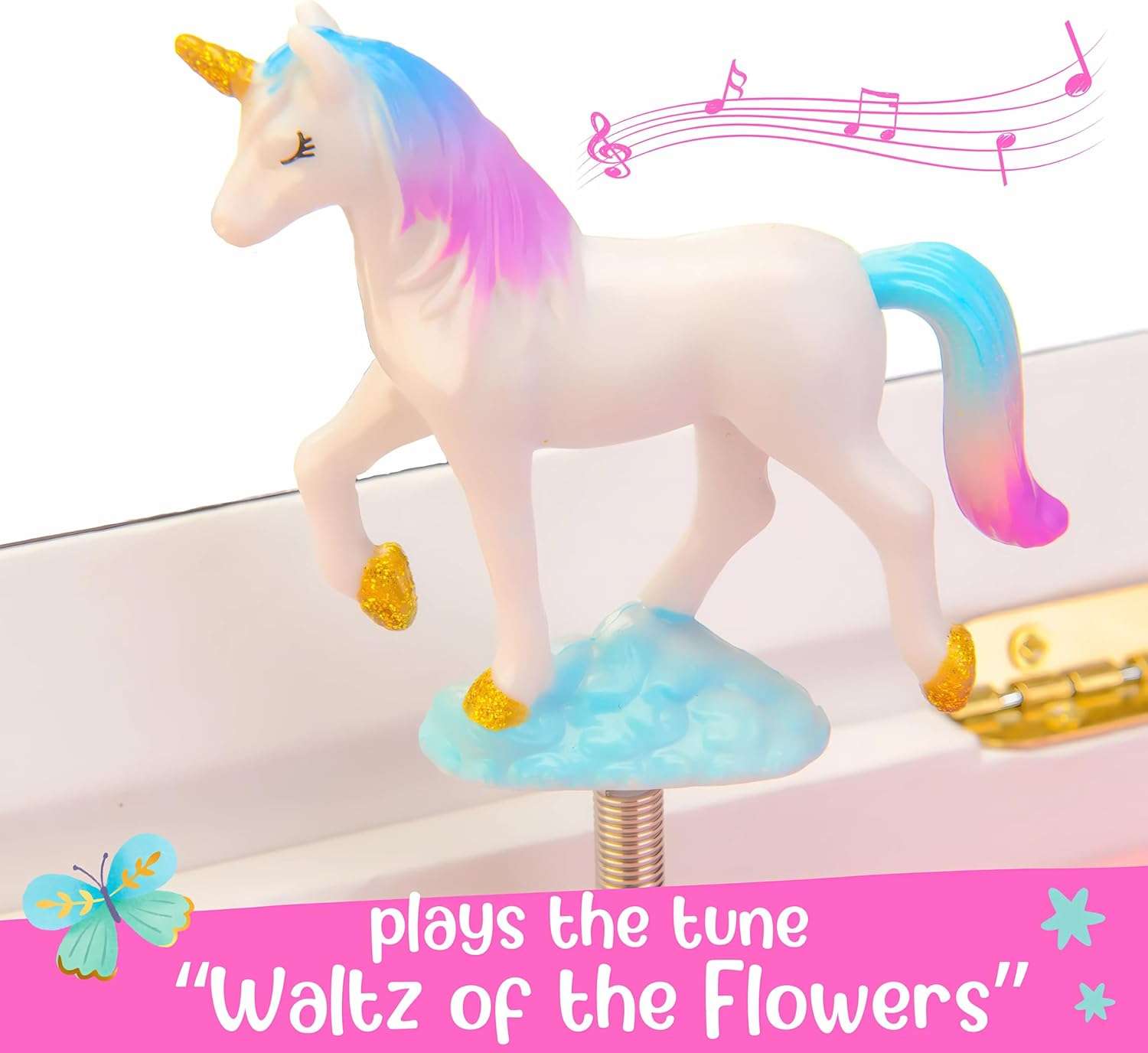 Unicorn Musical Jewelry Box for Girls - Unicorn Toys for Girls Age 4-6 - Kids Jewelry Box with Drawers - 9 x 5 x 9.3 in - 4