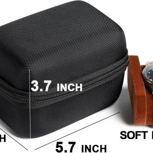 2 slots Watch travel case, with accessories compartment for rings cufflinks watch band, Hard Portable Watch box holder Organizer with soft pillow fit up to 55mm - 2