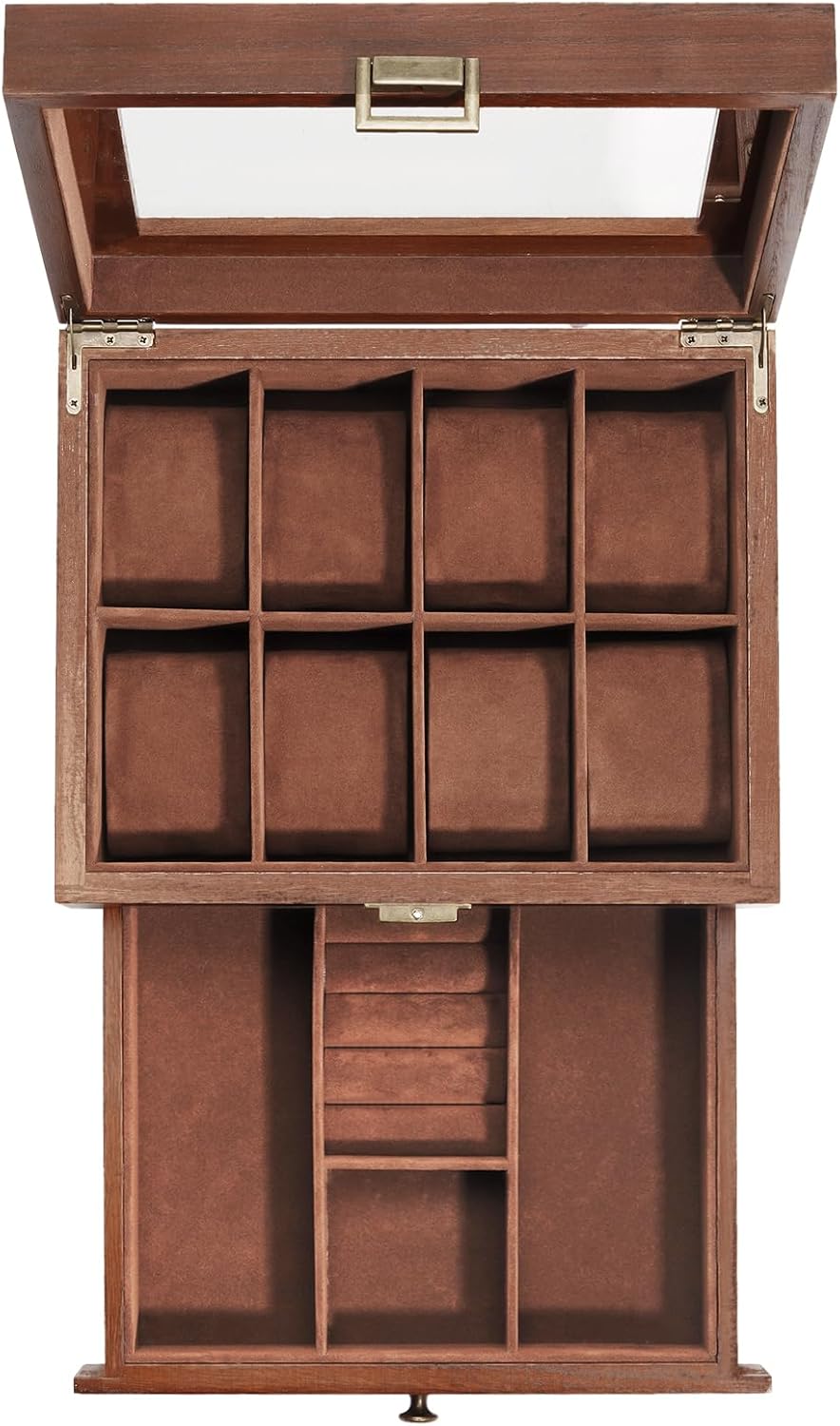 ProCase Wooden Watch Case for Men, 8 Slot Mens Watch Box With Drawer, 2-Layer Watch Display Case, 8 Watch Holder Organizer, Jewelry and Watch Storage Organizer for Men Women -8 Slot, Brown - 7