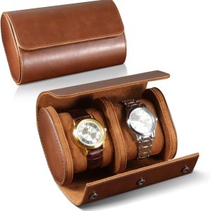 ROSELLE Watch Roll Travel Case for Men and Women- 2 Watch Storage and Organizer-Secure Storage with Innovative Removable Pillows & Solid Dividers for Home, Travel and Display - 1