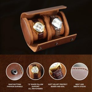 ROSELLE Watch Roll Travel Case for Men and Women- 2 Watch Storage and Organizer-Secure Storage with Innovative Removable Pillows & Solid Dividers for Home, Travel and Display - 4