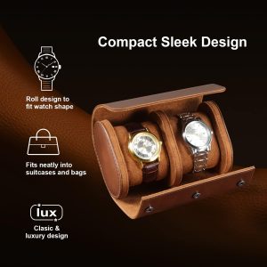 ROSELLE Watch Roll Travel Case for Men and Women- 2 Watch Storage and Organizer-Secure Storage with Innovative Removable Pillows & Solid Dividers for Home, Travel and Display - 7