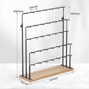 ORLESS Jewelry Display for Vendors, Earring Display Stand for Selling, Necklace Display Holder for Selling, Earring Cards Organizer for Bracelets, Rings, Jewelry Towers, Original Wood (35 Hooks) - 3