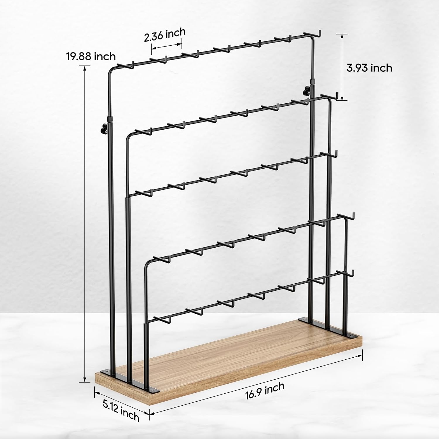 ORLESS Jewelry Display for Vendors, Earring Display Stand for Selling, Necklace Display Holder for Selling, Earring Cards Organizer for Bracelets, Rings, Jewelry Towers, Original Wood (35 Hooks) - 3