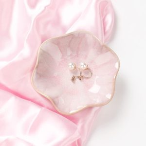 Ceramic Leaf Jewelry Dish, Pink Key Tray, Modern Jewelry Holder, Small Ring Dish, Trinket Tray, Nightstand Decor Room Decor - 2