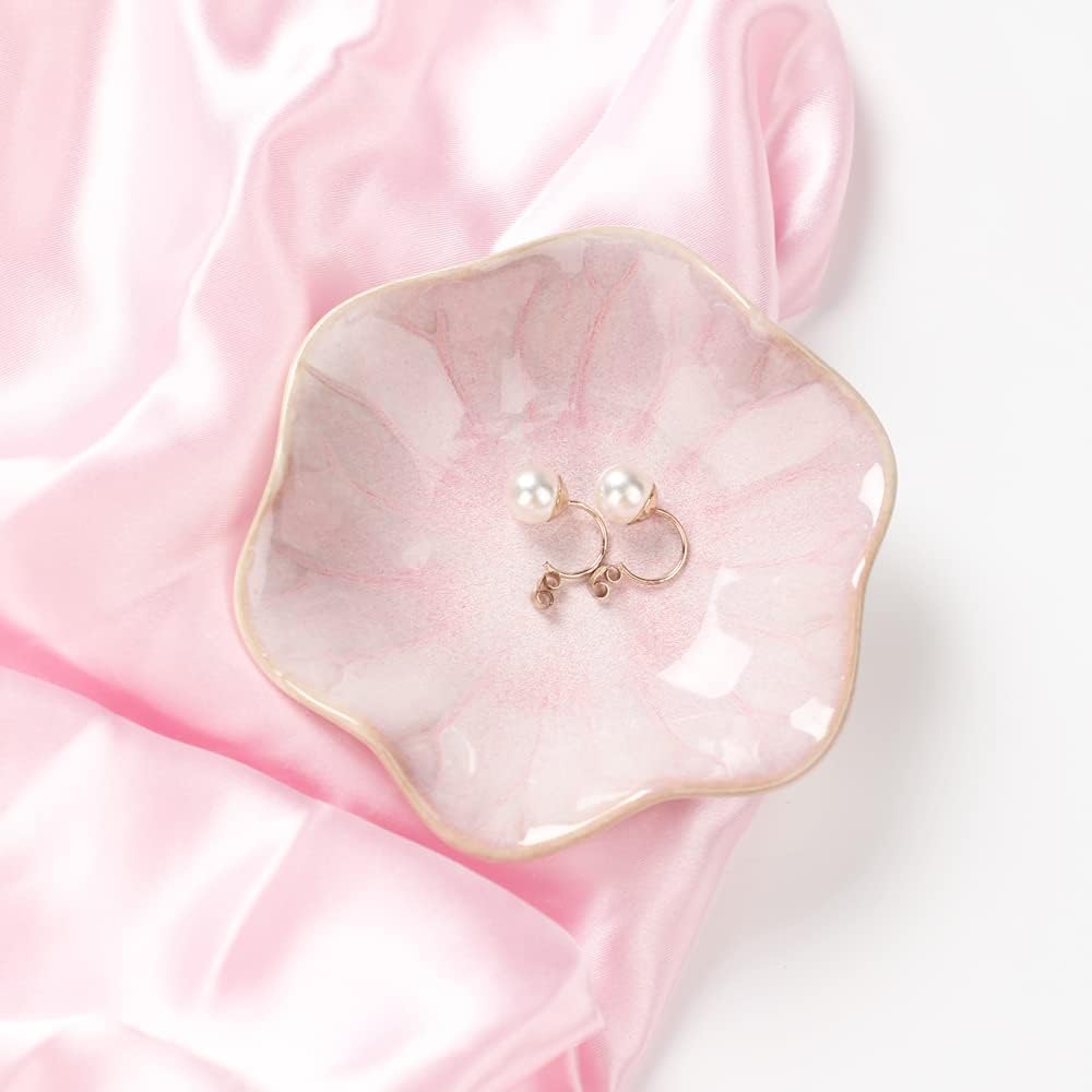 Ceramic Leaf Jewelry Dish, Pink Key Tray, Modern Jewelry Holder, Small Ring Dish, Trinket Tray, Nightstand Decor Room Decor - 2