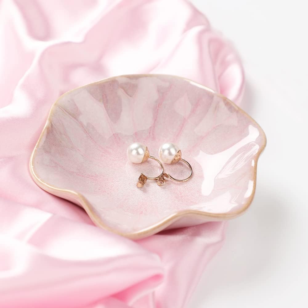 Ceramic Leaf Jewelry Dish, Pink Key Tray, Modern Jewelry Holder, Small Ring Dish, Trinket Tray, Nightstand Decor Room Decor - 3