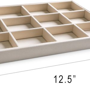 Frebeauty Stackable Velvet Jewelry Organizer Trays for Drawers Inserts Jewelry Storage Tray Display Case, Stud Earrings Bracelets Necklace Rings Accessories Trays for Women Girls - 2