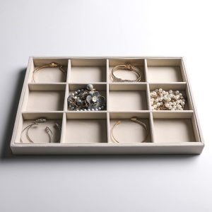 Frebeauty Stackable Velvet Jewelry Organizer Trays for Drawers Inserts Jewelry Storage Tray Display Case, Stud Earrings Bracelets Necklace Rings Accessories Trays for Women Girls - 5