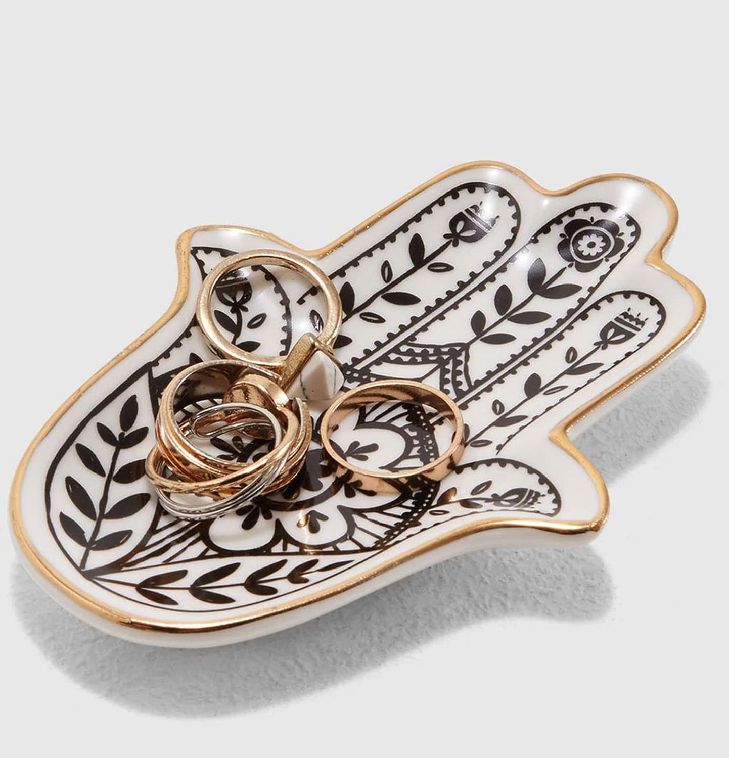Jewelry Trinket Ring Dish Ceramic Hamsa Evil Eye Hand of Fatima Holder Key Ashtary Trinket Plate Bowl Small Boho Home Decorative Cute Decor Jewelry Tray Dish Gift Mom Brithday - 2
