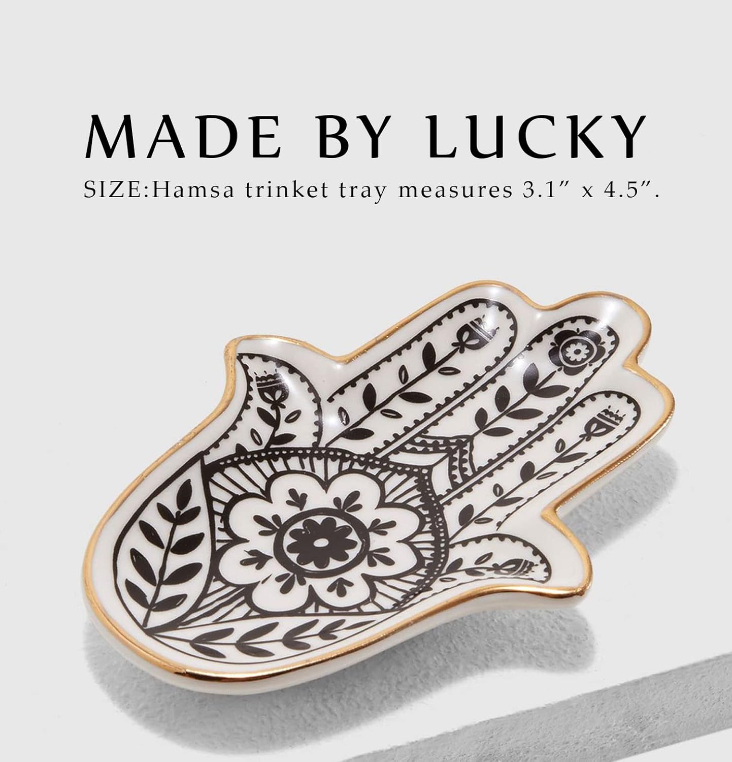 Jewelry Trinket Ring Dish Ceramic Hamsa Evil Eye Hand of Fatima Holder Key Ashtary Trinket Plate Bowl Small Boho Home Decorative Cute Decor Jewelry Tray Dish Gift Mom Brithday - 3