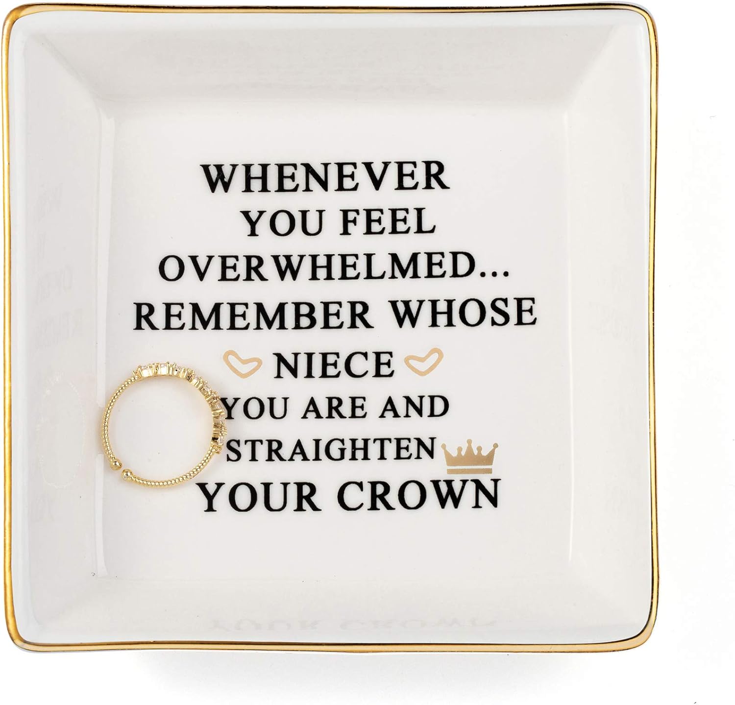 JoycuFF Inspirational Niece Gifts Ring Trinket Dish for Birthday Chrismas-Bestie Gift for Niece from Auntie - 1