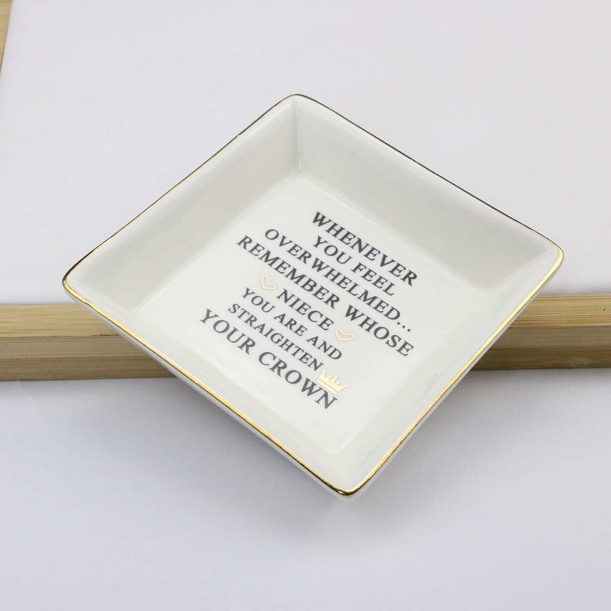 JoycuFF Inspirational Niece Gifts Ring Trinket Dish for Birthday Chrismas-Bestie Gift for Niece from Auntie - 4