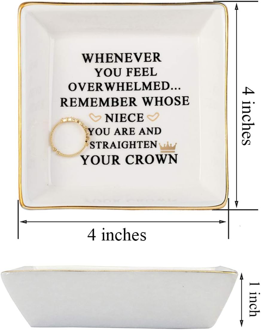 JoycuFF Inspirational Niece Gifts Ring Trinket Dish for Birthday Chrismas-Bestie Gift for Niece from Auntie - 5