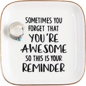 PUDDING CABIN Inspirational Gifts for Women Ring Dish You're Awesome So This is Your Remind Birthday Gifts for Women Unique, Friends Gifts for Her Mom Sister Coworker - 1