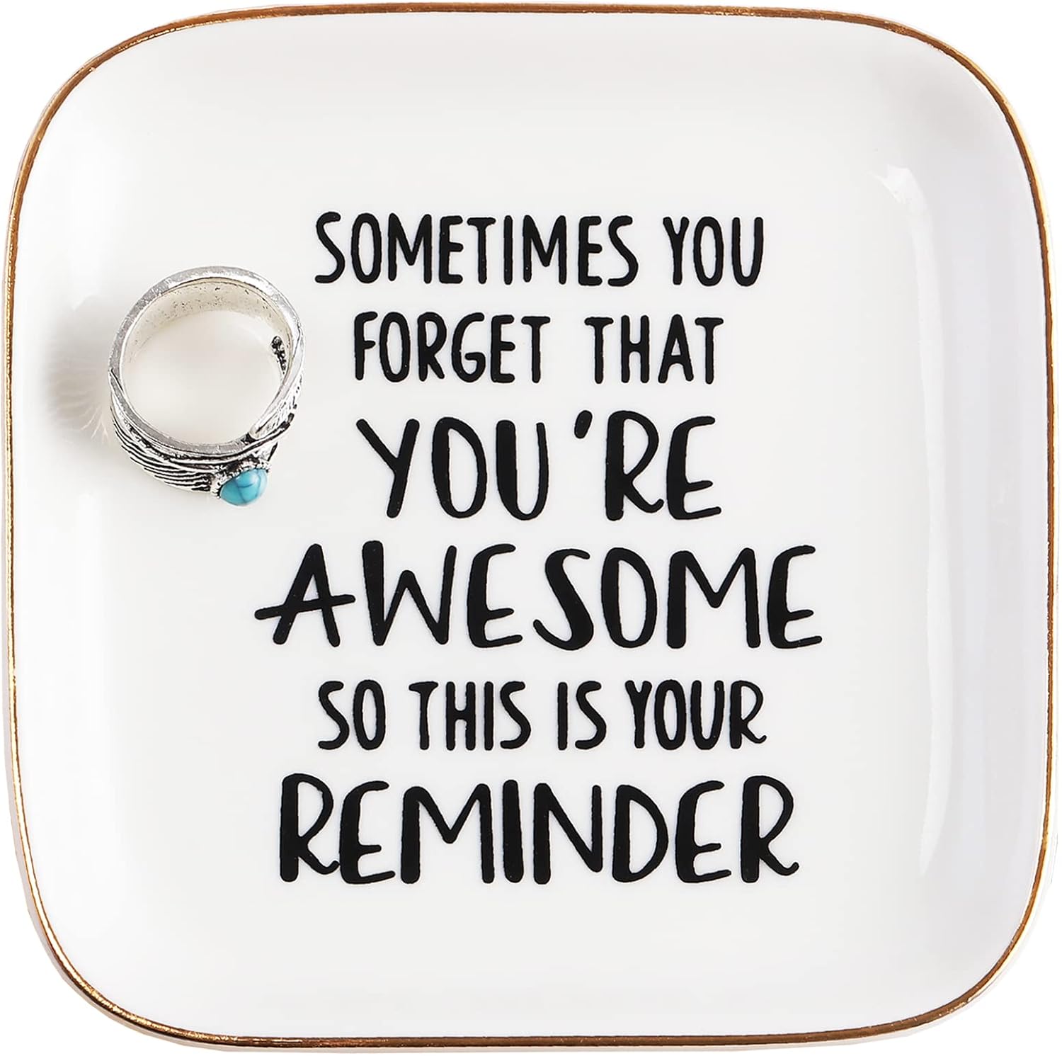PUDDING CABIN Inspirational Gifts for Women Ring Dish You're Awesome So This is Your Remind Birthday Gifts for Women Unique, Friends Gifts for Her Mom Sister Coworker - 1