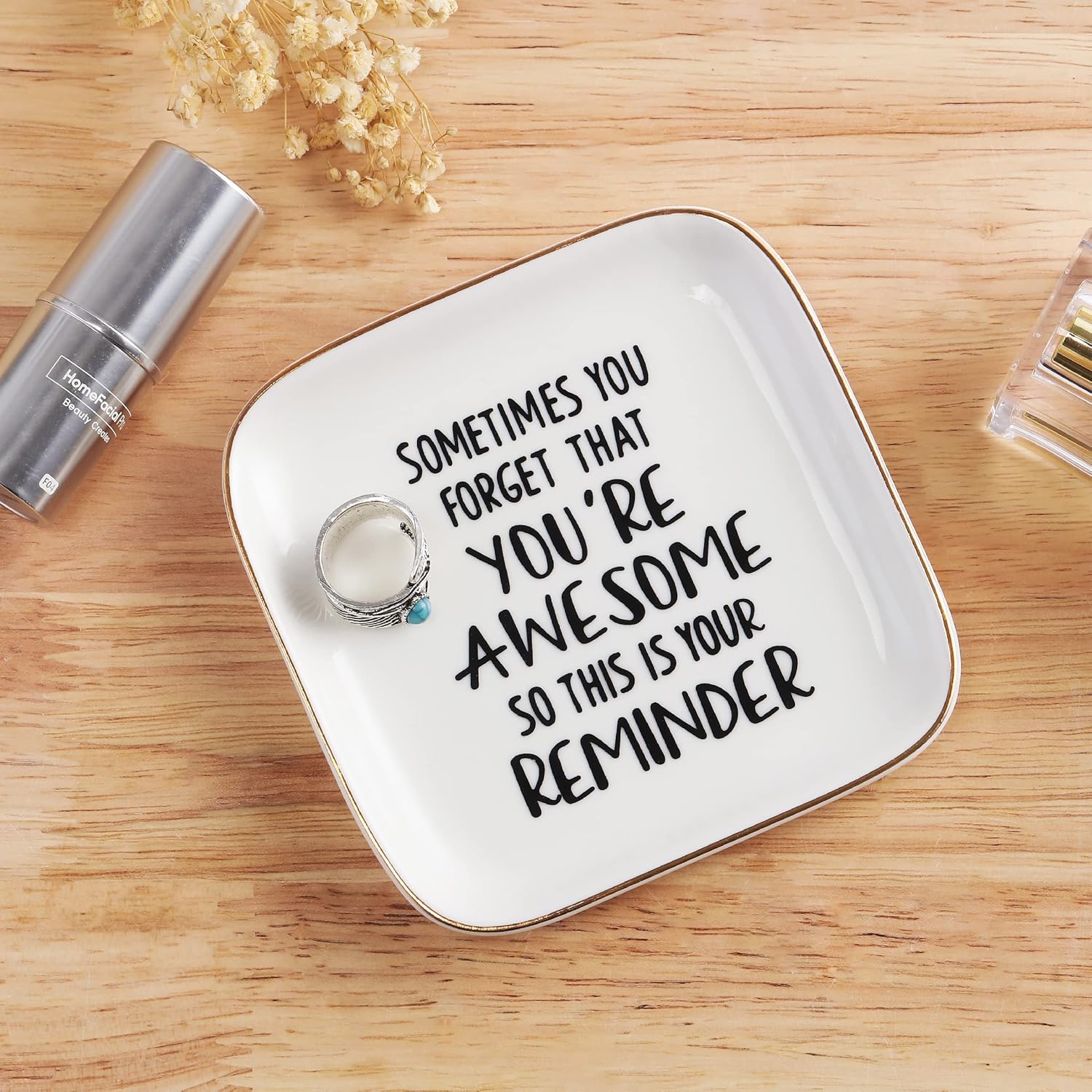 PUDDING CABIN Inspirational Gifts for Women Ring Dish You're Awesome So This is Your Remind Birthday Gifts for Women Unique, Friends Gifts for Her Mom Sister Coworker - 2