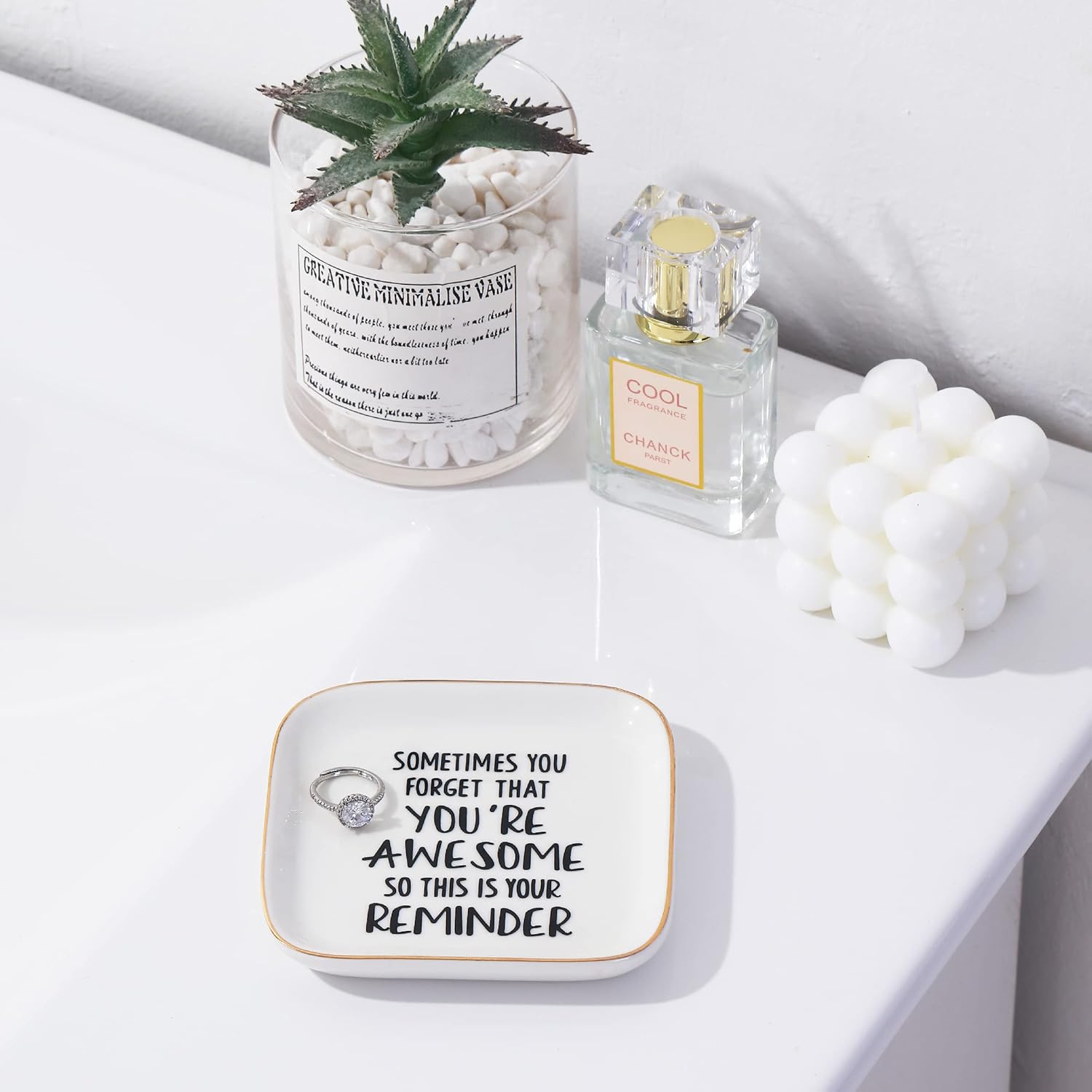PUDDING CABIN Inspirational Gifts for Women Ring Dish You're Awesome So This is Your Remind Birthday Gifts for Women Unique, Friends Gifts for Her Mom Sister Coworker - 4