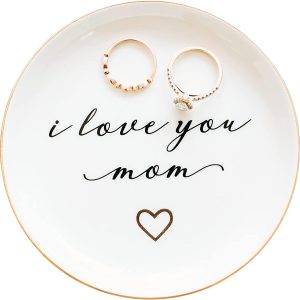 PUDDING CABIN Mom Gifts- I Love You Ring Dish for Mom's Birthday, Valentines, Christmas & Wedding - 1