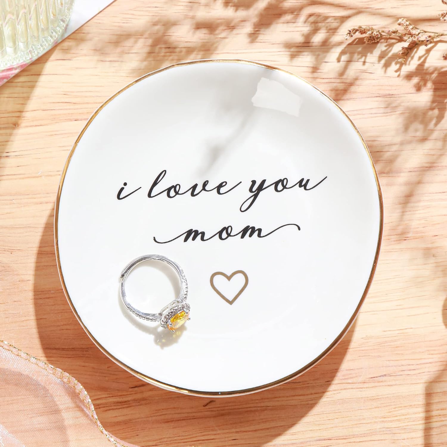 PUDDING CABIN Mom Gifts- I Love You Ring Dish for Mom's Birthday, Valentines, Christmas & Wedding - 2