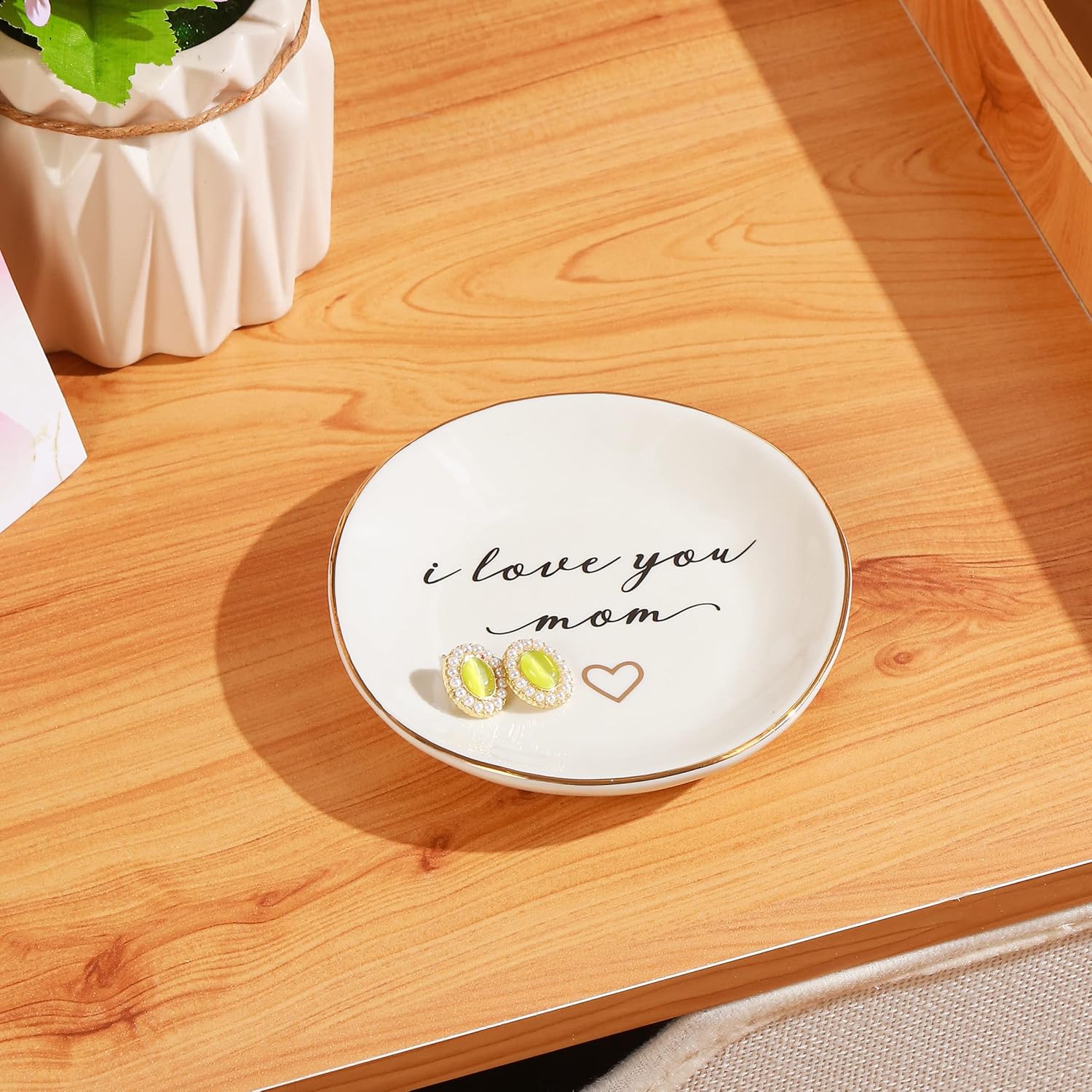 PUDDING CABIN Mom Gifts- I Love You Ring Dish for Mom's Birthday, Valentines, Christmas & Wedding - 4