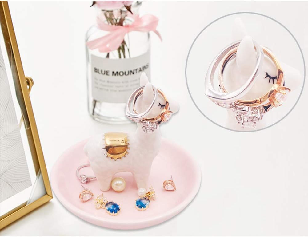 ROSA&ROSE Cat Ring Holder Trinket Tray Ceramic Jewelry Dish Porcelain Ring Organizer Gift for Women, Girlfriend or Valentine's Day (Multi) - 7