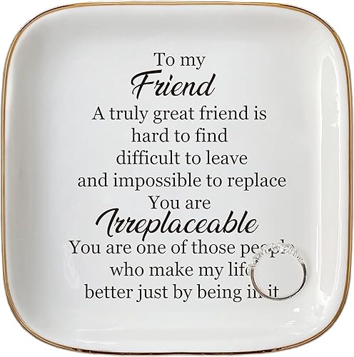 Scwhousi Ring Dish Jewelry Tray for Friend Mom Sister Maid of Honor,Birthday Mother's Day Christmas Gifts - 1