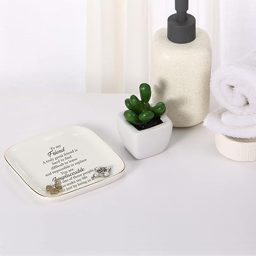 Scwhousi Ring Dish Jewelry Tray for Friend Mom Sister Maid of Honor,Birthday Mother's Day Christmas Gifts - 2