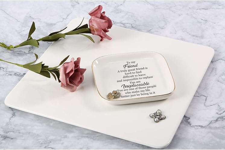 Scwhousi Ring Dish Jewelry Tray for Friend Mom Sister Maid of Honor,Birthday Mother's Day Christmas Gifts - 3