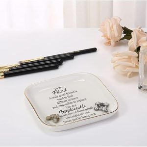 Scwhousi Ring Dish Jewelry Tray for Friend Mom Sister Maid of Honor,Birthday Mother's Day Christmas Gifts - 4
