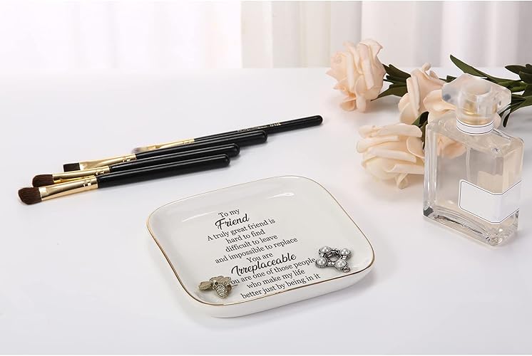 Scwhousi Ring Dish Jewelry Tray for Friend Mom Sister Maid of Honor,Birthday Mother's Day Christmas Gifts - 4