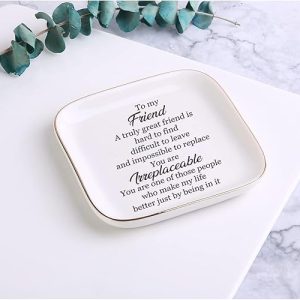 Scwhousi Ring Dish Jewelry Tray for Friend Mom Sister Maid of Honor,Birthday Mother's Day Christmas Gifts - 5