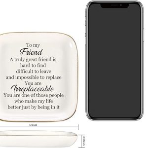 Scwhousi Ring Dish Jewelry Tray for Friend Mom Sister Maid of Honor,Birthday Mother's Day Christmas Gifts - 6