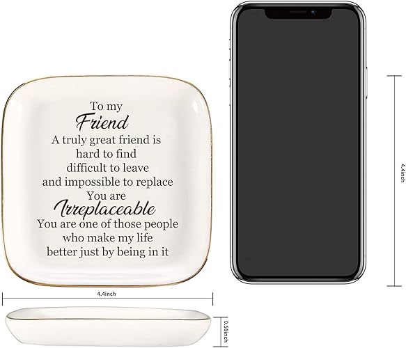 Scwhousi Ring Dish Jewelry Tray for Friend Mom Sister Maid of Honor,Birthday Mother's Day Christmas Gifts - 6