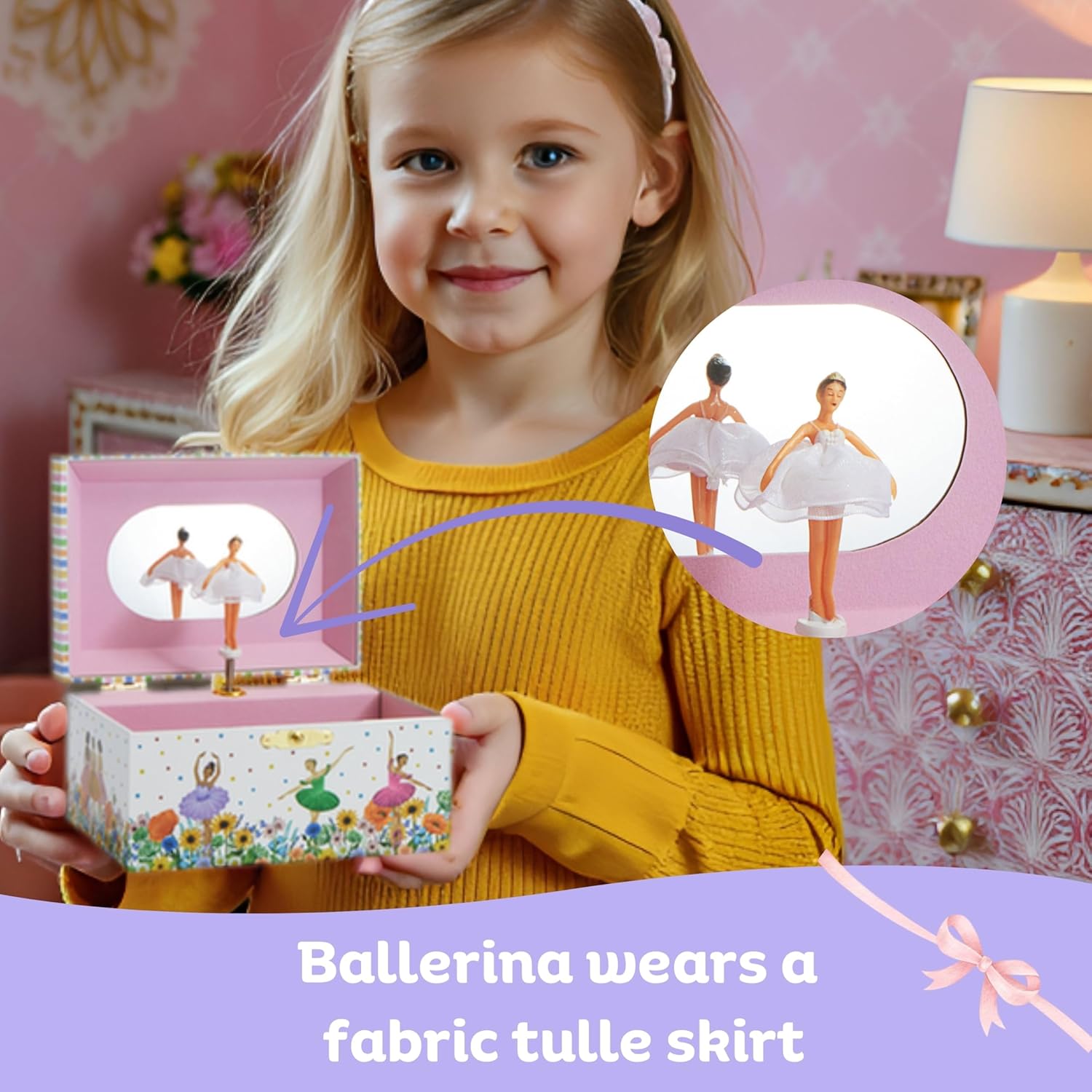 ABI + OLIE Jewelry Box for Girls, Little Girls Jewelry Box, Music Box for Dance Recital Gifts for 4+ Year Old Girl - 2