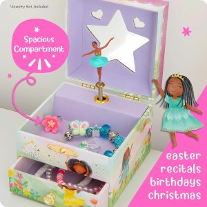 Giggle & Honey Musical Ballerina Kids Jewelry Box - Girls Jewelry Box with Mirror, Ballerina Toys for Girls Age 4-6 - 2