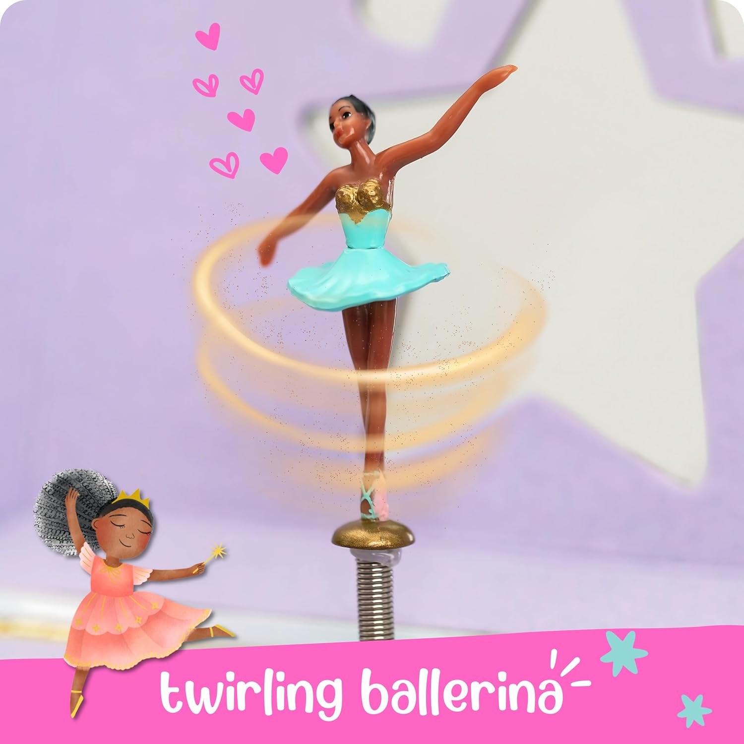 Giggle & Honey Musical Ballerina Kids Jewelry Box - Girls Jewelry Box with Mirror, Ballerina Toys for Girls Age 4-6 - 3
